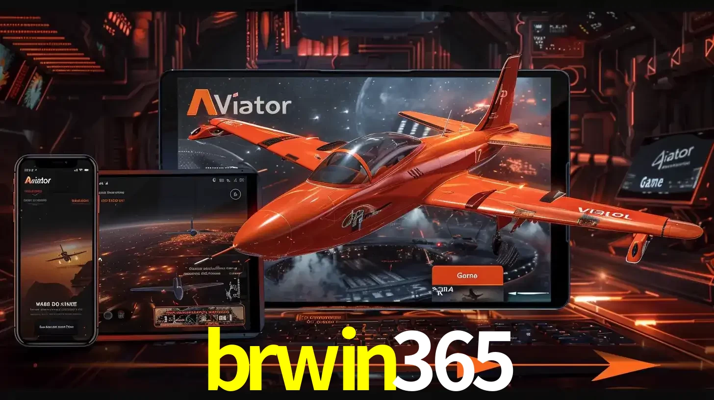 Apresentação tecnológica do jogo Aviator com um avião saindo da tela de um tablet, demonstrando a experiência imersiva em múltiplos dispositivos no brwin365.
