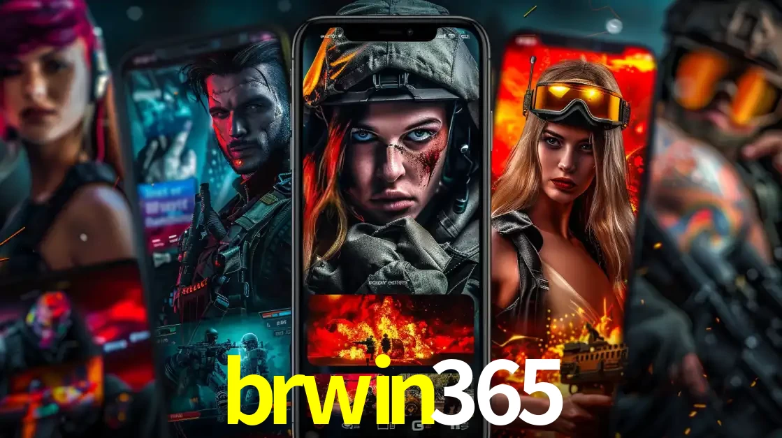 Montagem de telas de celular mostrando diversos personagens, masculinos e femininos, de um jogo de tiro, ilustrando a diversidade de equipes de e-sports para apostar no brwin365.