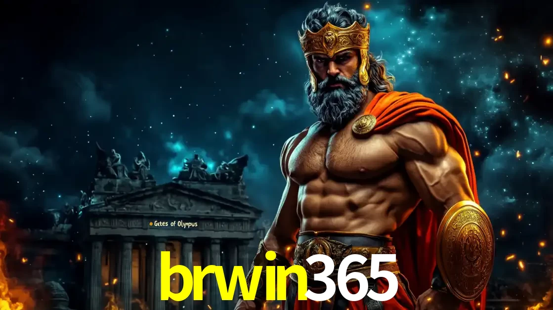 O poderoso Zeus do jogo de slot Gates of Olympus em frente ao seu templo, pronto para lançar multiplicadores divinos e prêmios épicos no cassino online brwin365.