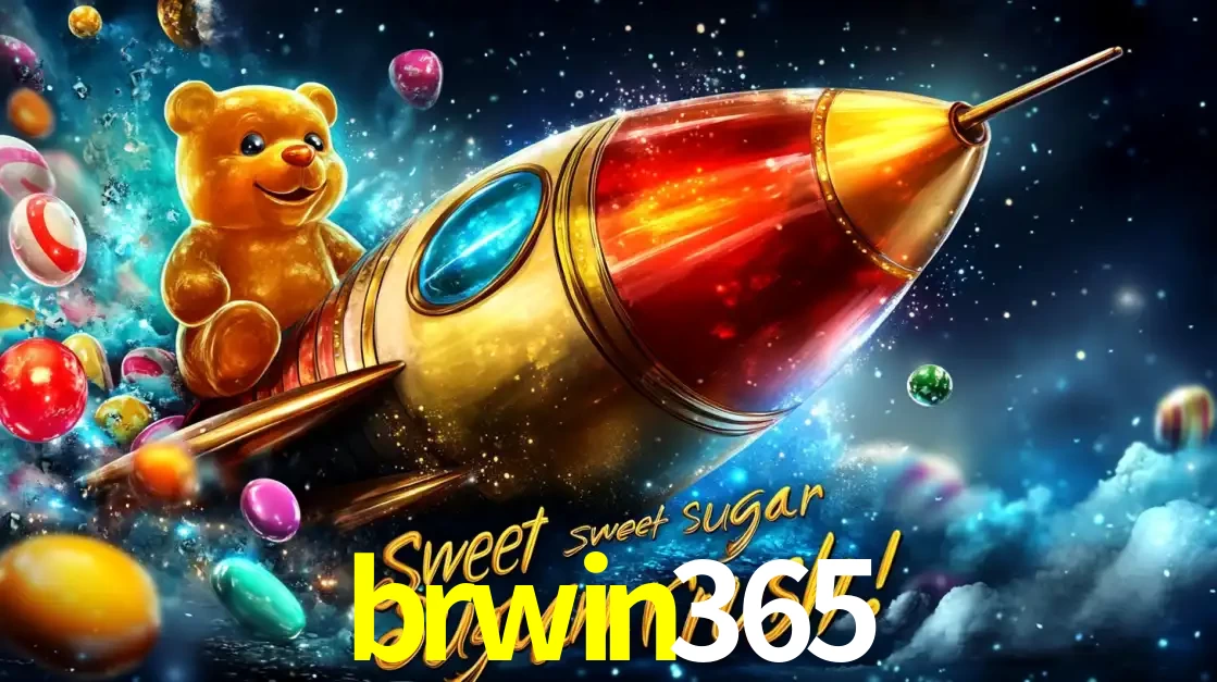 Arte promocional do jogo de slot Sugar Rush, com um urso de pelúcia em um foguete viajando pelo espaço de doces, um dos jogos divertidos disponíveis no cassino brwin365.