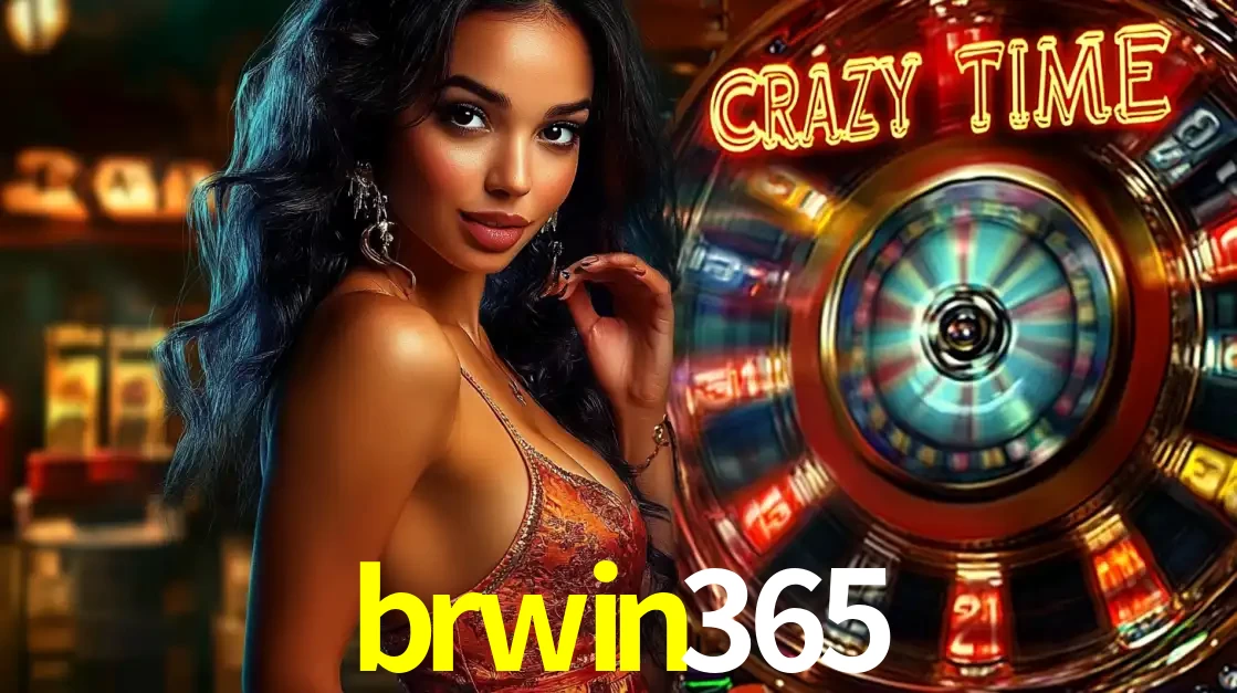 Mulher elegante ao lado da vibrante roda da fortuna do jogo de cassino ao vivo Crazy Time, um dos game shows mais populares e cheios de prêmios do brwin365.